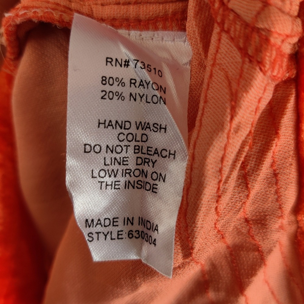 Ivy Jane Velvet Orange Burnt Out Long SLeeve‎ Tunic Top XS Button Up Oversized - Picture 8 of 8